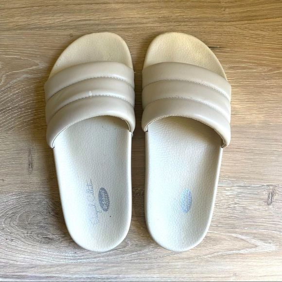 Dr. Scholl's Shoes - DR. SCHOLL’S - PISCES CHILL SLIDE SANDAL - SIZE 7 - BEIGE LEATHER